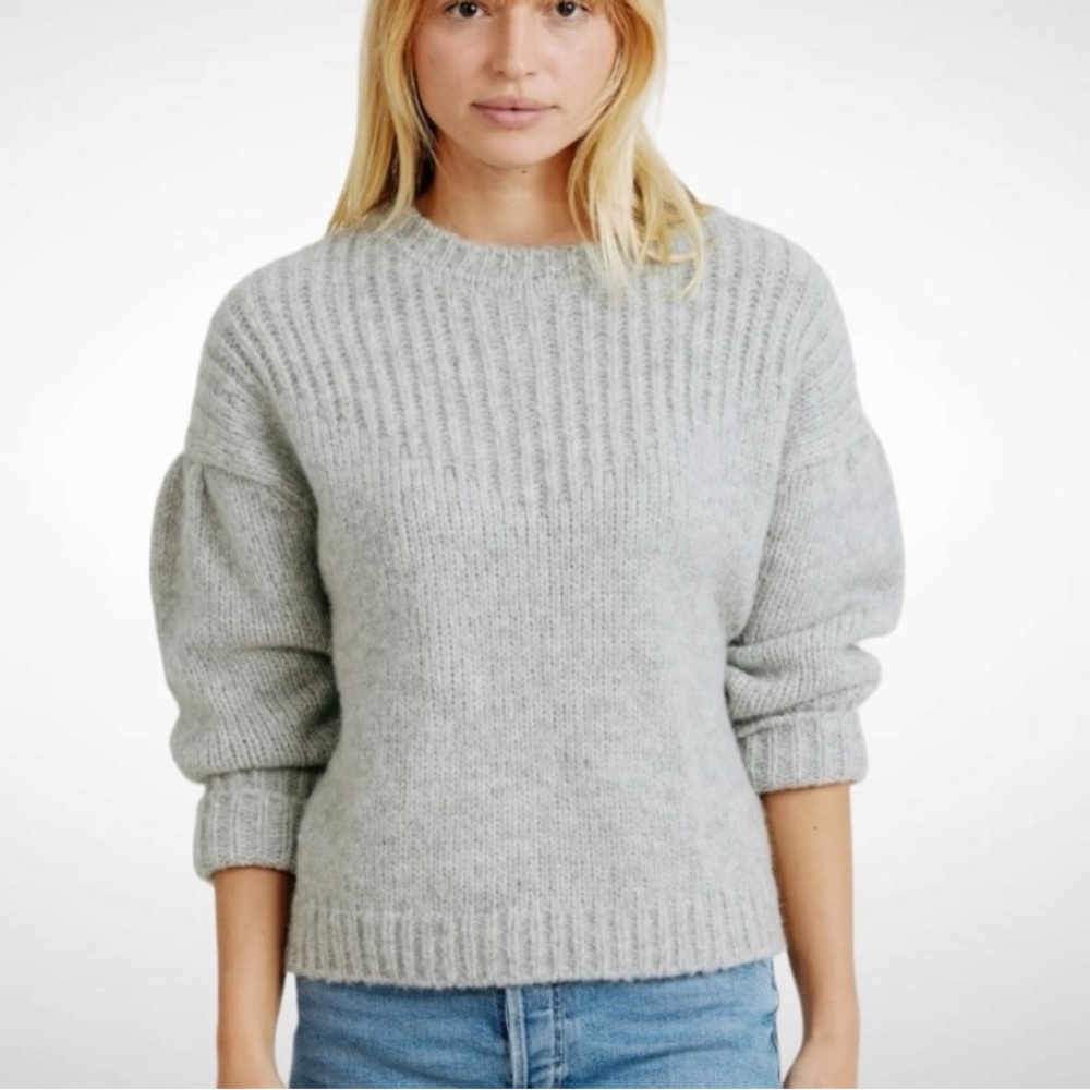 MIRTH AROSA NEW PULLOVER ALPACA BLEND DOVE GREY SWEATER SIZE MEDIUM